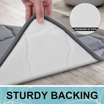 OLANLY Memory Foam Bath Mat Rug 47x20, Ultra Soft and Absorbent Bathroom Rugs, Non-Slip, Comfortable, Machine Washable Bath Carpet for Bathroom Floor, Tub, Shower and Home Decor Accessories, Dark Grey