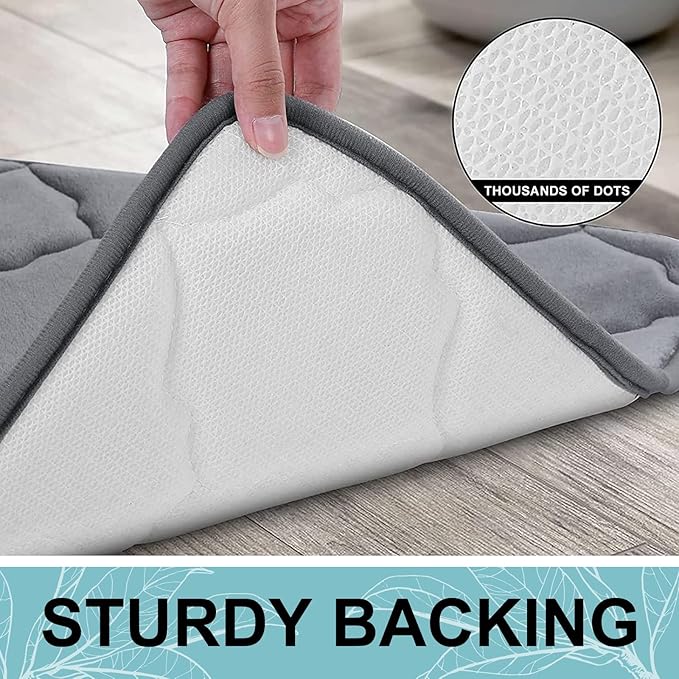 OLANLY Memory Foam Bath Mat Rug 36x24, Ultra Soft and Absorbent Bathroom Rugs, Non-Slip, Comfortable, Machine Washable Bath Carpet for Bathroom Floor, Tub, Shower and Home Decor Accessories, Dark Grey