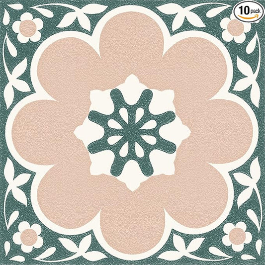 FloorPops 12-in by 12-in Pink Daphne Vinyl Peel & Stick Floor Tiles (10 Tiles), (10 sq.ft./Carton)