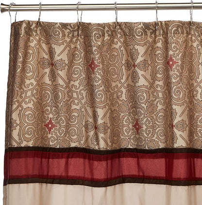 Madison Park Embroidered Jacquard Traditional Shower Curtain, 72"x72", Red | Weave Design, Traditional Bathroom Décor, Machine Washable, Fabric Privacy Screen