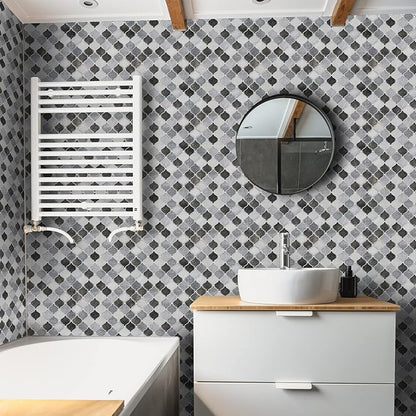 STICKGOO 10-Sheet Arabesque Tile Peel & Stick Backsplash, 12”X12” Gray Self-Adhesive Kitchen Backsplash Tiles (Thicker Design)