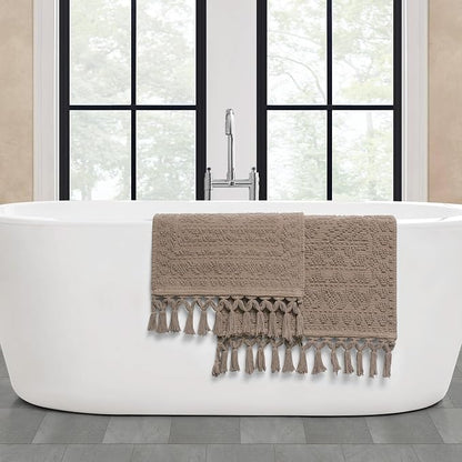 French Connection Nellore Bath Rugs, Set of 2 Woven and Beaded Bath Mats, Durable and Thick Bath Mats for Bathroom and Shower Rugs, 17" x 28" and 20" x 38", Light Yellow