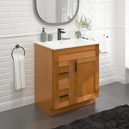 30" Shaker Bathroom Vanity Sink Base with Drawers (Ready-to-Assemble) (Maple Shaker Vanity Base)