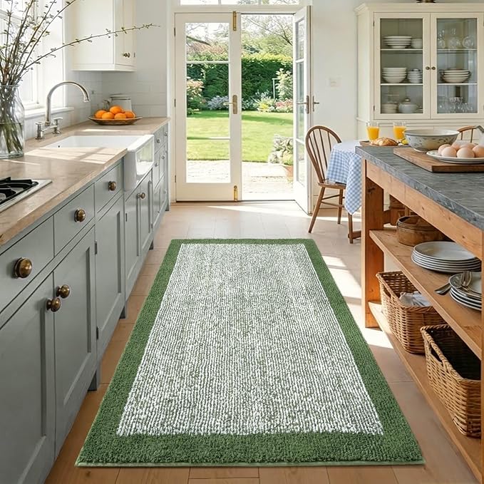 48x32 Large Bathroom Rugs Washable Non Slip, Matcha Green Bath Mat for Bathroom Floor Tub, Soft Absorbent Quick Dry Mats for Shower, Bathtub,Home Decor