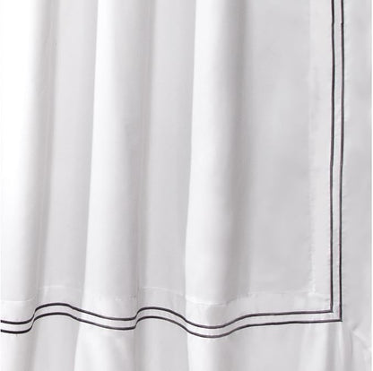 Lush Decor Hotel Collection Shower Curtain Fabric Minimalist Plain Style Bathroom Design, 72" x 72", White and Gray