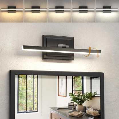 15.7 Inch Modern Bathroom Light Fixture, 12W 5CCT Dimmable LED Black Bathroom Vanity Lights Over Mirror, Vanity Lights for Bathrooms Restroom Mirror- ETL Certified