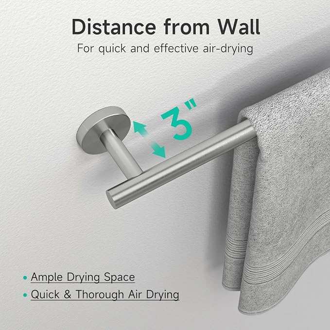 4PCS Brushed Nickel Bathroom Accessories Set, 24-Inch Towel Bar Set | Durable SUS304 Stainless Steel Bathroom Hardware Set, Towel Racks for Bathroom Wall Mounted, Modern Home Decor