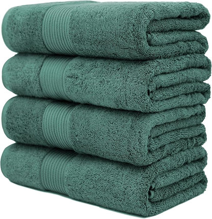 Luxury Oversized Bath Towels | 650 GSM, 34" x 56" | Hotel Quality, Soft & Highly Absorbent | Quick Dry, Thick, Combed Cotton Bathroom Towels | Deep Teal - 4 Pack
