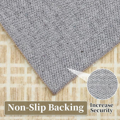 Modern Rug 8x10 Area Rugs for Living Room Washable Bedroom Rug Geometric Grid Large Area Rug Soft Non Slip Throw Rugs Low Pile Stain Resistant Carpet for Office Dining Room 8'x10' Yellow