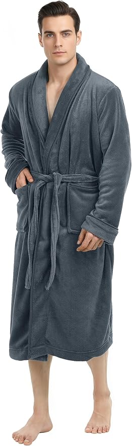 NY Threads Mens Robe, Luxury Plush Fleece Mens Bathrobe, Spa Bath Robe for Men