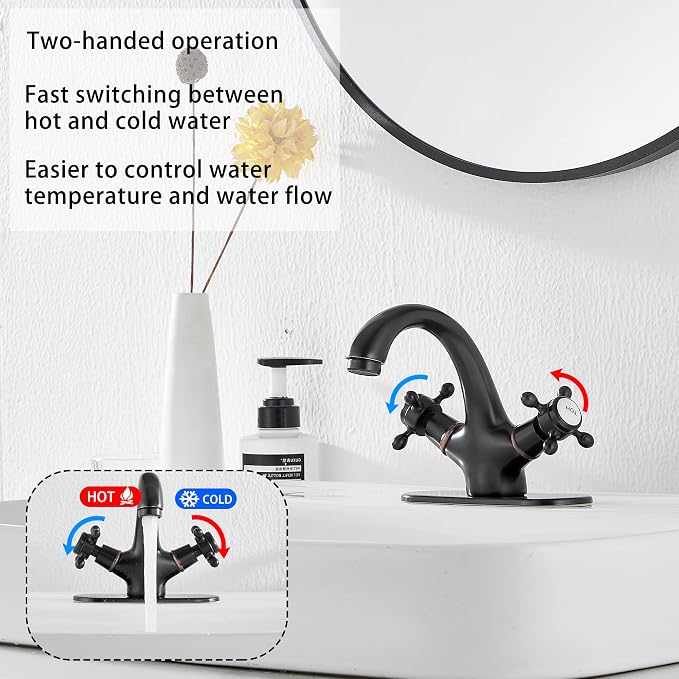 Bathroom Faucet Oil Rubbed Bronze GGStudy Bathroom Vanity Faucet Single Handle One Hole Bathroom Sink Faucet Basin with Cover Plate