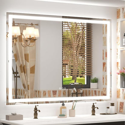 50x40 Inch Lighted LED Bathroom Mirror | Dimmable Vanity Mirror with Lights, Backlit and Front Lighted, Anti-Fog, Shatterproof, Memory, ETL Listed