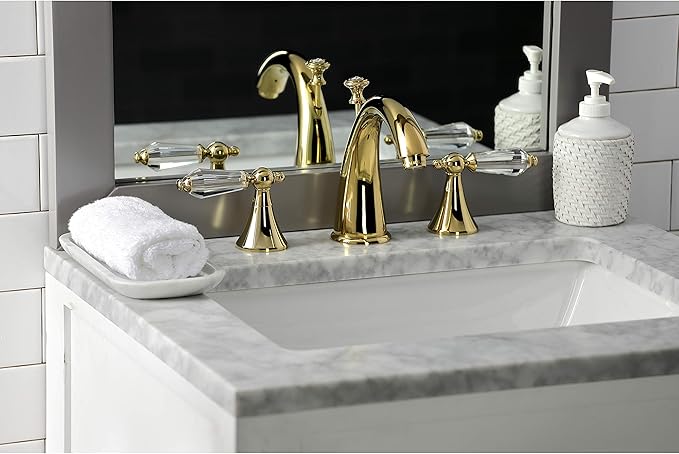 Aqua Eden KS2972WLL 8 in. Widespread Bathroom Faucet, Polished Brass