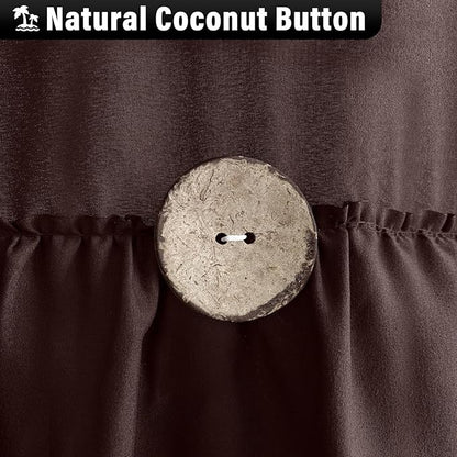 Seasonwood Ruffle Shower Curtains for Bathroom Ruffle Shower Curtain with Natural Buttons Farmhouse Style 72x72 Inch Brown