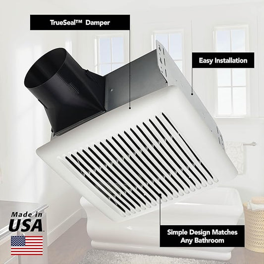 Broan-NuTone A110 Ventilation Fan with Roomside Installation, 110 CFM, 3.0 Sones,White