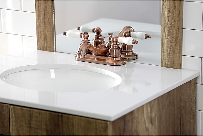 Kingston Brass KB606PL Restoration 4 in. Centerset Bathroom Faucet, Antique Copper