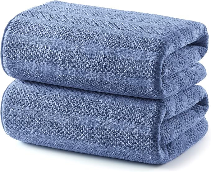 ecolook Microfiber Bath Towels Set of 2, 31 x 63 Inch Extra Large Bath Towel Set, Super Soft & Highly Absorbent, Quick Dry Lightweight Towels for Bathroom, Gym, Spa, Pool & Travel, Navy Blue