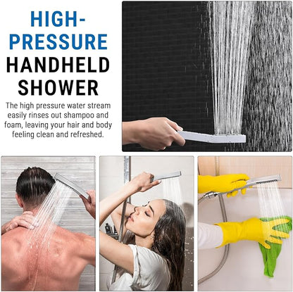 G-Promise All Metal 14" Rain Shower Head with Handheld for Bathroom Upgrade | All Metal, Built to Last, Easy Install, Adjustable Height & Angle for All Heights, Extra Long Hose, Modern Upgrade