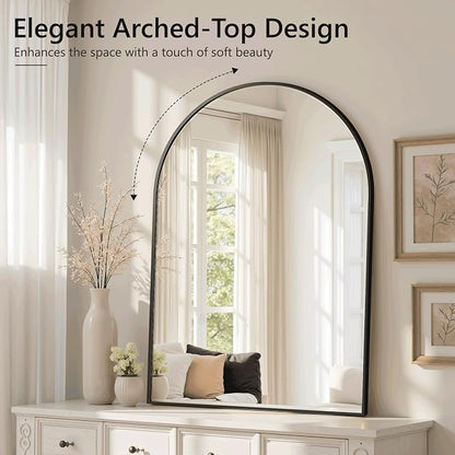 Arched Bathroom Mirror for Wall, 38" x 26" Metal Frame Vanity Mirror, Black | Aluminium Alloy Frame, HD Shatterproof Glass, for Bathroom Over Sink , Entryway, Bedroom, Living Room