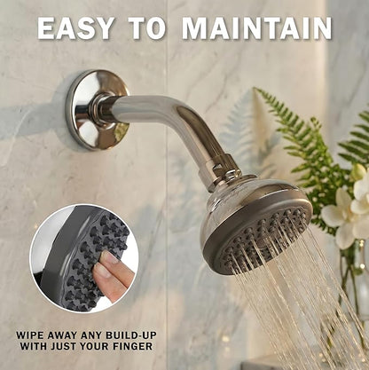 Aqua Elegante Pressure Boosting Shower Head - 1.8 GPM - Polished Chrome | 3 Inch Wall Mount, Water Saving Showerhead, Best For Low Flow Showers With Anti-Clog Nozzles & Adjustable Brass Fitting