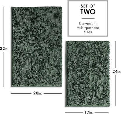 Hearth & Harbor Bathroom Rugs, Chenille Bath Mat - Machine Washable Bath Mats for Bathroom Non-Slip Backing Rubber, Quick Dry Bathroom Mat