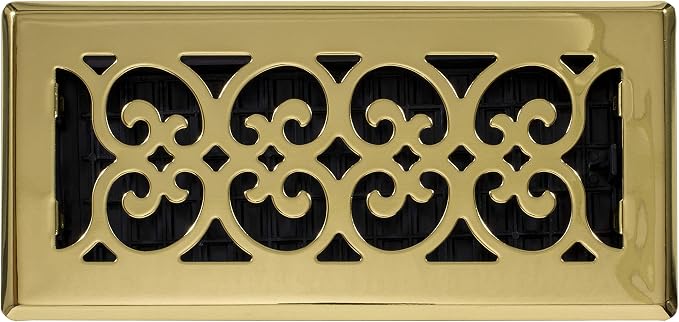 Decor Grates SPH410 Floor Register, 4x10, Polished Brass Finish