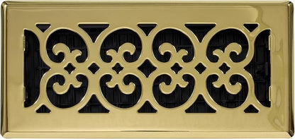 Decor Grates SPH410 Floor Register, 4x10, Polished Brass Finish