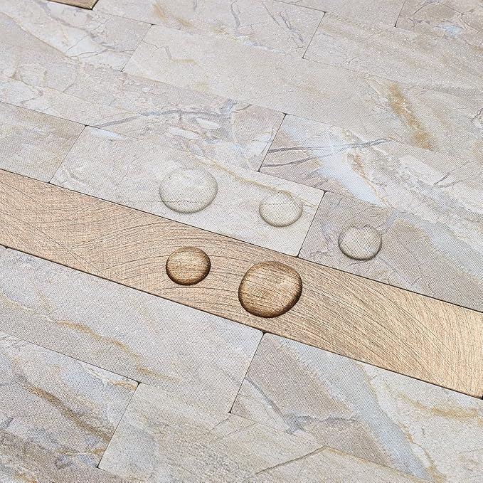 DICOFUN 10 Sheets Marble Look Peel and Stick Backsplash Wall Tile, PVC Kitchen Backsplash Peel and Stick in Light Brown, 9.4 sq.ft