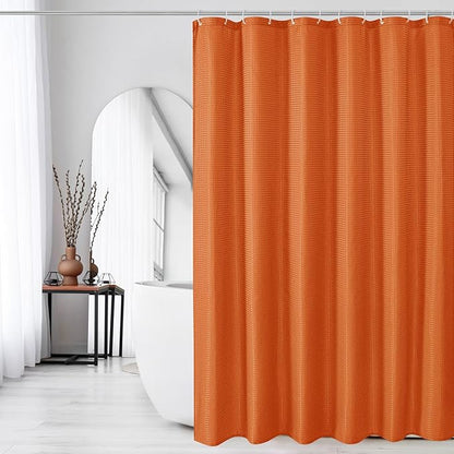 Burnt Orange Fabric Shower Curtain, 72 X 72 | Cloth-Textured Shower Curtain for Bathroom - Soft Cloth & Hotel Spa Luxury, Water Repellent, Machine Washable