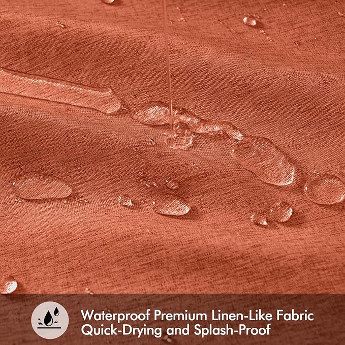 ANRODUO Fall Burnt Orange Long Linen Shower Curtain, 96 Inch Fabric Shower Curtain with 12 Metal Hooks, Waterproof Heavy Duty Polyester, Button Hole Design, Machine Washable for Bathroom, W72xL96