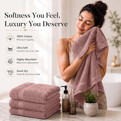 DAN RIVER 600 GSM Cotton Large Bath Towels Set of 4, 27 x 54 Inches | Larger & Lighter Weight Towels for Bathroom - Highly Absorbent & Quick Dry 100% Cotton Bath Towel Set for Home, Spa & Hotel
