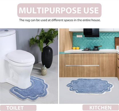 Home Weavers Allure Collection 100% Cotton Tufted Bathroom Rug, Soft and Absorbent Bath Rugs, Non-Slip Bath Carpet, Machine Wash Dry Bath Mats for Bathroom Floor, 24"x40" Bath Rug, Blue