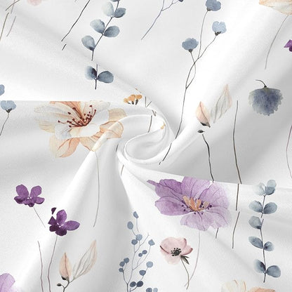 Extra Long 3 in 1 Shower Curtain Set, Purple Watercolor Floral Bath Curtain and PEVA Liner Set with 12 Double Sided Steel Hooks, Waterproof Fabric Bathroom Curtain 72x84