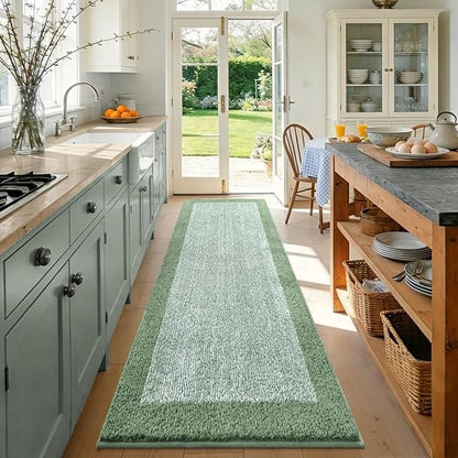 80x24 Large Bathroom Rugs Washable Non Slip, Green Bath Mat for Bathroom Floor Tub, Soft Absorbent Quick Dry Mats for Shower, Bathtub,Home Decor