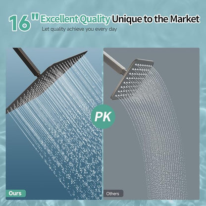 SR SUN RISE Luxury 16 Inch Extra Large Square Stainless Steel Shower Head High Pressure Rainfall Showerhead Ultra Thin Water Saving Oil Rubbed Bronze 2.5 Gpm