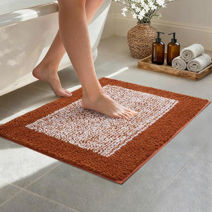 Bathroom Rugs 24x17 Non Slip Washable, Bath Mat for Bathroom Floor Tub, Soft Absorbent Quick Dry Mats for Shower, Bathtub,Home Decor(Coral Orange)