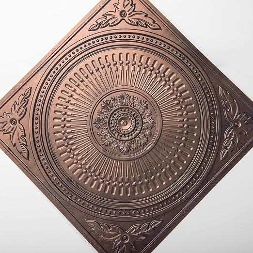 Art3d 12-Pack 2 x 2 ft Drop Ceiling Tiles for Interior Decor, Antique Copper