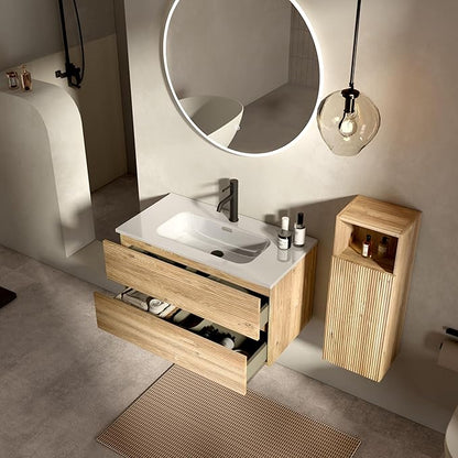 36'' Floating Bathroom Vanity with Sink Combo, Modern Bathroom Cabinet with 2-Soft Close & Large Storage Drawers, for Bath, Apartment, Hotel, Rough Oak