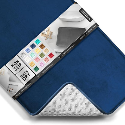 Clara Clark Bathroom Rugs, Velvet Memory Foam Bath Mat, Non-Slip Bath Rugs, Machine Wash, Dries Quickly, Ultra Soft Plush Bath Mats for Bathroom, 24 x 36, Blue