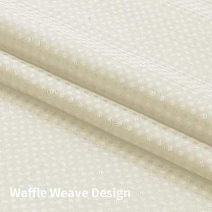 Colorful Star No Hook Shower Curtain with Snap in Fabric Liner, Waffle Weave Heavy Duty Thick Shower Curtains with Mesh Top Window, Hotel Style Waterproof Bathroom Curtain Set, 72 x 75 Inch, Ivory