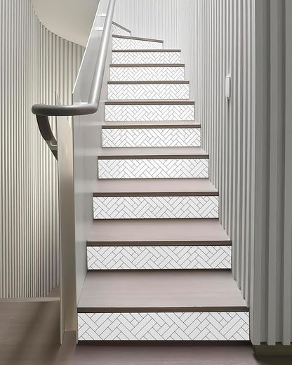 FLFK Stair Riser Decals,Black Lines Vinyl Sticker for Stairs Decoration,14Pcs 39.3"X7.08"