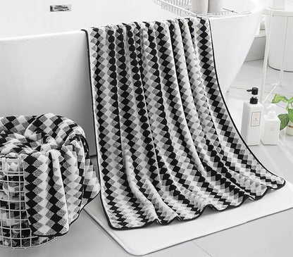 2 Hand Towel Set 16"x31" Black White Towel Set for Bathroom,Highly Absorbent & Quick Dry Hand Towel for Daily Use,Soft Microfiber Multipurpose Towel Collection for Hotel,Spa,Shower,Gym