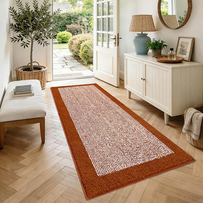60x24 Long Bathroom Rugs Washable Non Slip, Bath Mat for Bathroom Floor Tub, Soft Absorbent Quick Dry Mats for Shower,Bathtub,Home Decor(Coral Orange)