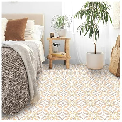 MORCART 20PCS 7.87" x 7.87" Peel and Stick Floor Tile, Orange | Self-Adhesive DIY Vinyl Flooring, Removable and Waterproof Tile Sticker for Bathroom, Kitchen, Wall, Bedroom, Stairs
