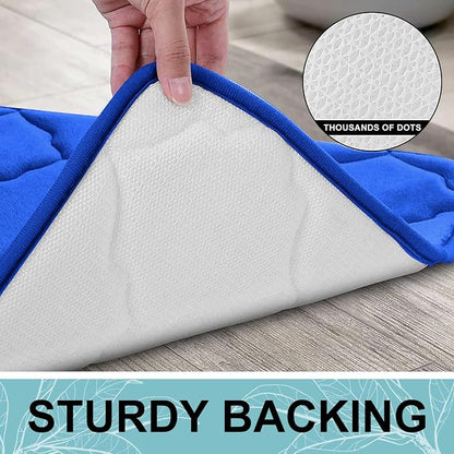 OLANLY Memory Foam Bath Mat Rug 44x24, Ultra Soft and Absorbent Bathroom Rugs, Non-Slip, Comfortable, Machine Washable Bath Carpet for Bathroom Floor, Tub Shower and Home Decor Accessories, Royal Blue