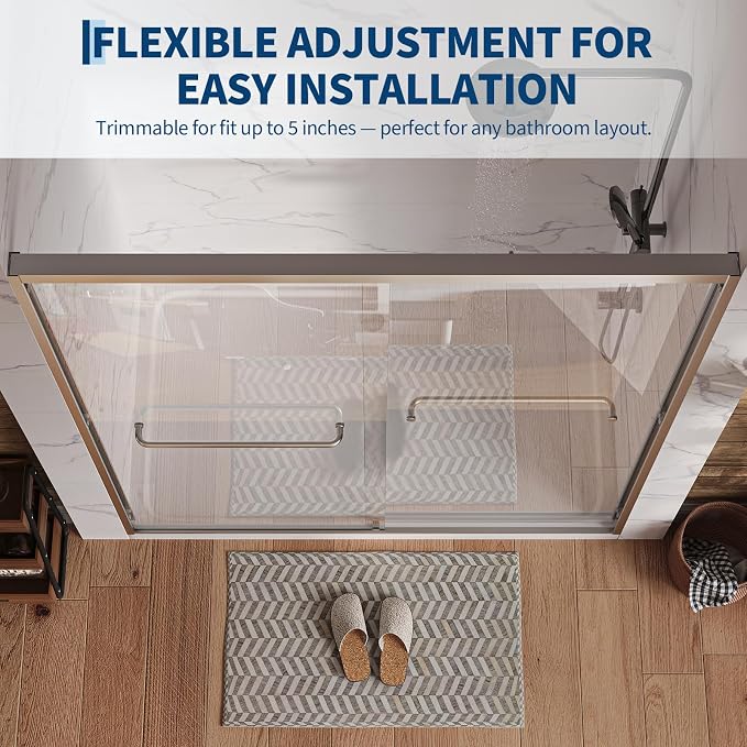 Garvee 56-60" W x 76" H Sliding Shower Door 1/4" Tempered Glass Double Bypass Enclosure with Trimmable Width and Easy Clean Nano Coating Matte Silver