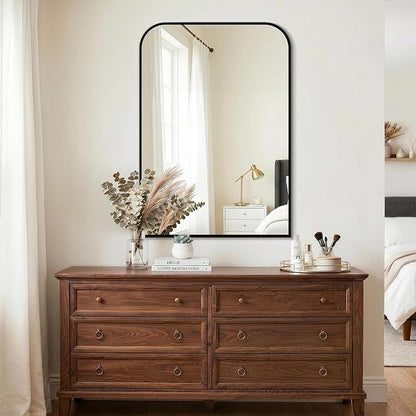 Bathroom Vanity Mirror for Wall 28x40 Inch Black Metal Framed | HD Tempered Glass, Bathroom Mirror for over Sink, Living Room, Bedroom, Entryway, Mantel, Fireplace Decor