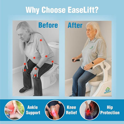 EaseLift Powered Toilet Lift Bedside Commode Kit Incl Electric Height Adjustable Elevated Seat Riser 440lbs Capacity Rechargeable Battery Incl