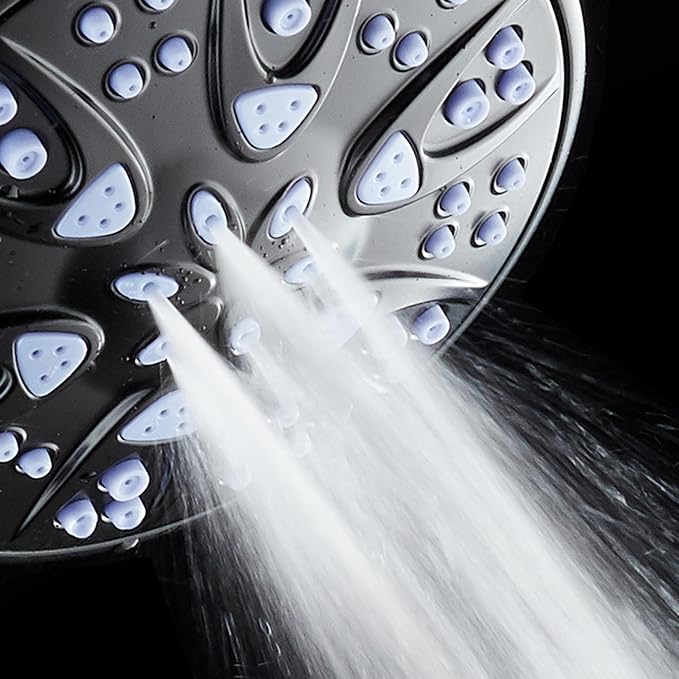 AquaDance Antimicrobial – Anti-Clog High-Pressure 6-Setting Shower Head with Microban Nozzle Protection from Growth of Mold, Mildew & Bacteria for Stronger Shower! 4" Sunset Blue