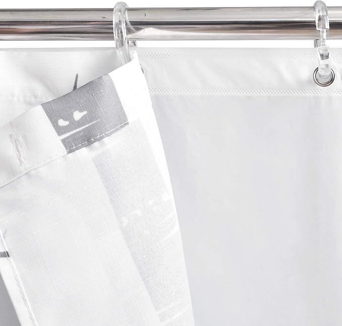 Lush Decor Bird On The Tree Double Swag Shower Curtain with Peva Lining & Rings, Gray, 16 Pieces